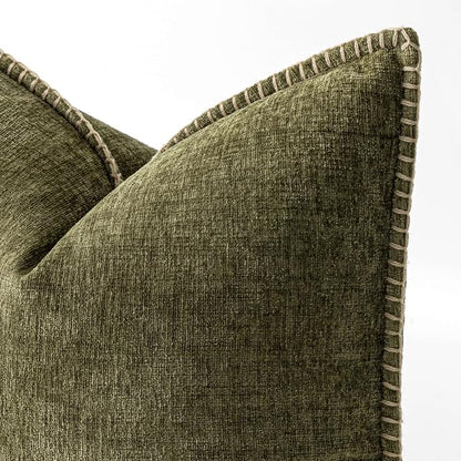MIULEE Decorative Euro Sham Pillow Covers 24x24 Inch Olive Green 2 Pack | - Image 2