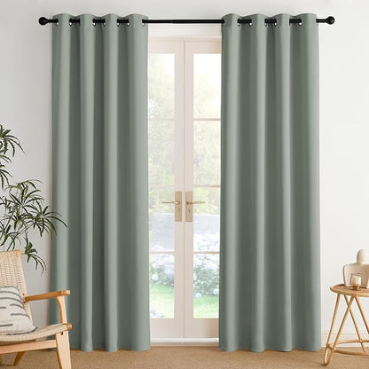 NICETOWN Room Darkening Draperies Curtains Panels, 2 Panels Sage Green W52 x L84 by NICETOWN