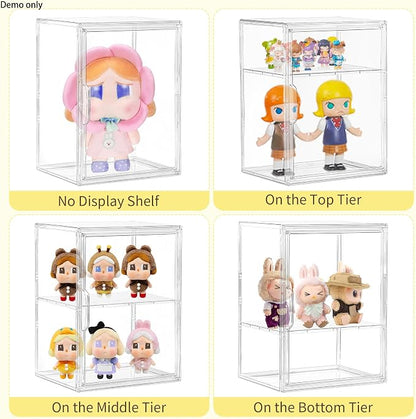 Acrylic Display Case with Removable Shelf, 2 Tier Clear Plastic Stackable - Image 3