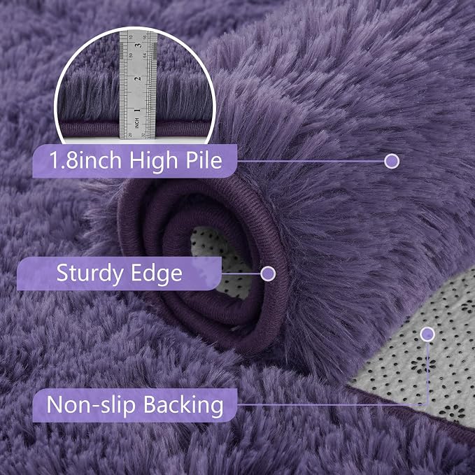 2x3 Taro Purple Fluffy Soft Area Rug Non-Slip - Image 6