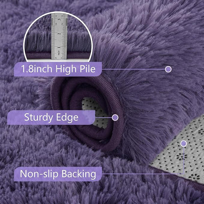2x3 Taro Purple Fluffy Soft Area Rug Non-Slip - Image 6