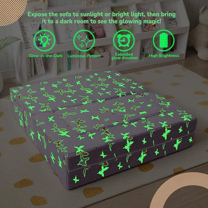 MeMoreCool Kids Modular Couch – Glow-in-the-Dark Butterfly Foam Sofa Bed - Image 5