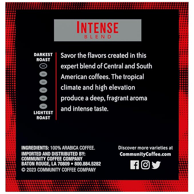 Community Coffee Dark & Bold Intense Blend 12 Count Coffee Pods, Dark Roast Compatible with Keurig 2.0 K-Cup Brewers, 12 Count (Pack of 1)