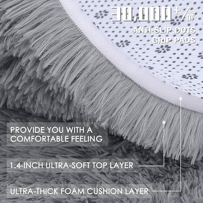 OLANLY Light Grey Round Rugs for Bedroom - Image 7