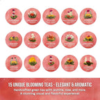 FreshDrinkUS, Premium 15 Flowering Tea Balls – Green Tea, Lily, Jasmine, Rose, Gomphrena & More – Beautiful Hand-Tied Blooming Teas for Relaxation & Wellness – Caffeine-Free. Ideal Gift for Tea Lovers