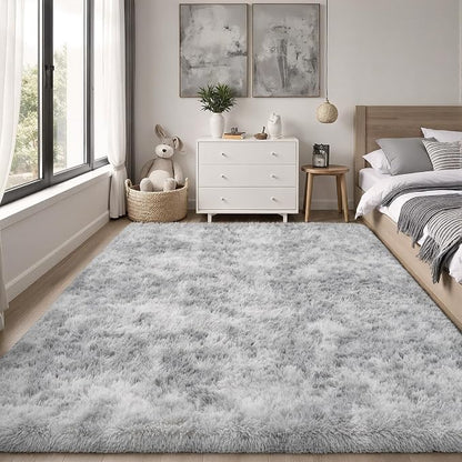PLHXFR 6x9 Area Rugs Living Room: Fluffy Bedroom Shag Rug Light Grey | Upgrade - Image 2