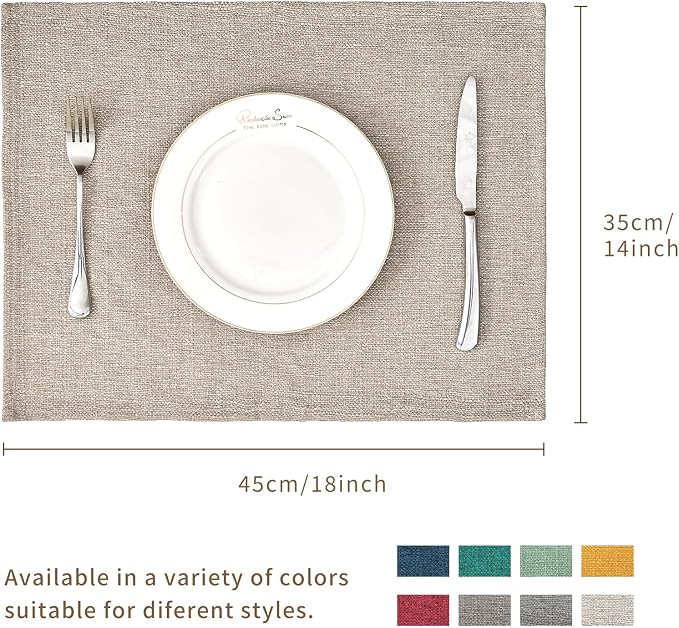 BALCONY & FALCON Placemats Set of 6 Faux Linen Cloth Place Mats Washable - Image 3