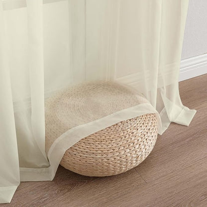 Extra Long Cream Sheer Curtains 96 Inches Long 2 Panels Set, Soft Lightweight - Image 8