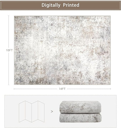 Beige Grey 10x14 Washable Area Rugs - Image 2