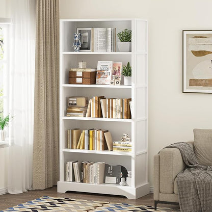 TVU 5-Tier Wooden Book shelf, Floor-Standing Display Bookcase, Farmhouse Style - Image 2