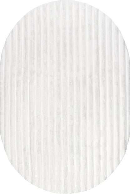 nuLOOM Kai Off White Striped Washable Area Rug, Oval 5' x 8' | Nuloom Kai - Image 5