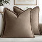 MIULEE Linen Fringe Decorative Fall Euro Pillow Covers Cocoa Brown 24x24 | Set by MIULEE