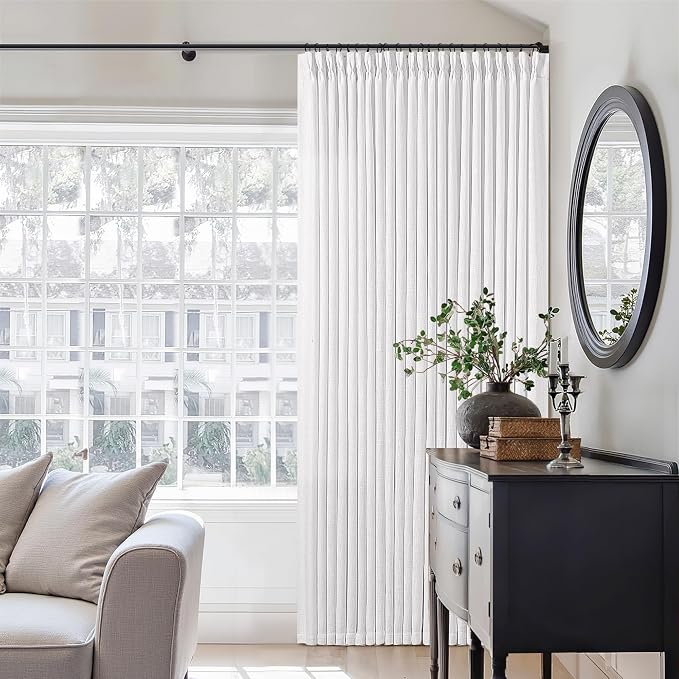 Snow White Pinch Pleat Semi Sheer Linen Curtains W70xL108 1 Panel | Light by Twodrapes