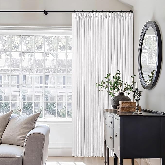 Snow White Pinch Pleat Semi Sheer Linen Curtains W70xL84 1 Panel | Light - Image 9