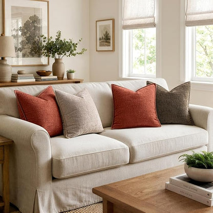 MIULEE Decorative Couch Throw Pillow Covers 18x18 Inch Taupe 2 Pack | Farmhouse - Image 5