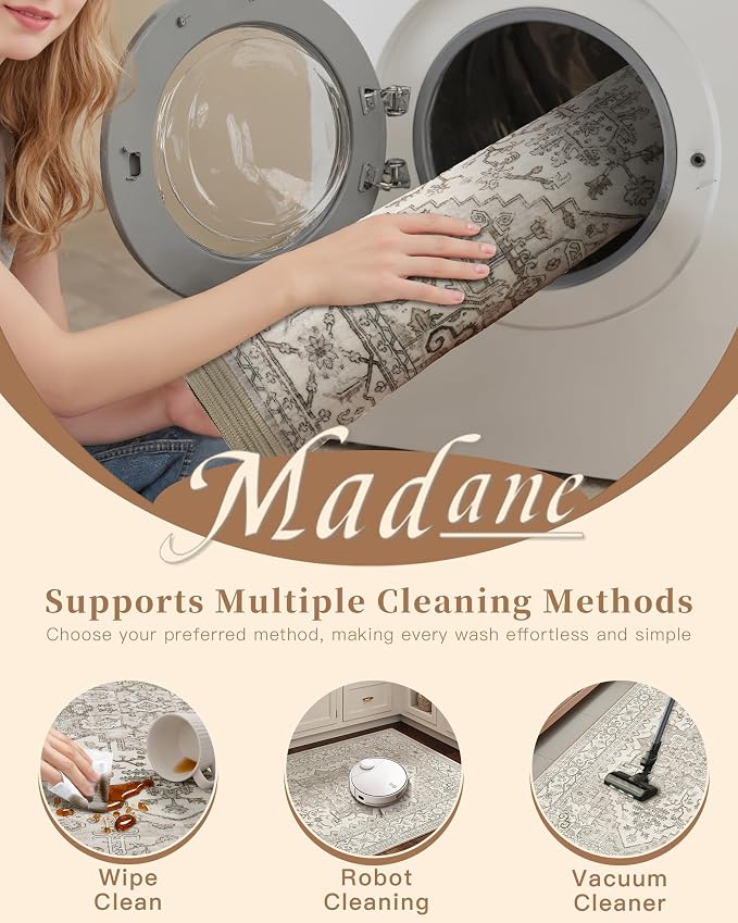 Madane 8x10 Area Rugs for Living Room, Non-Slip Washable Rug, Soft Low Pile - Image 8
