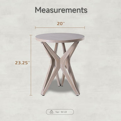 Pedestal Farmhouse End Table, Distressed Top - Image 2