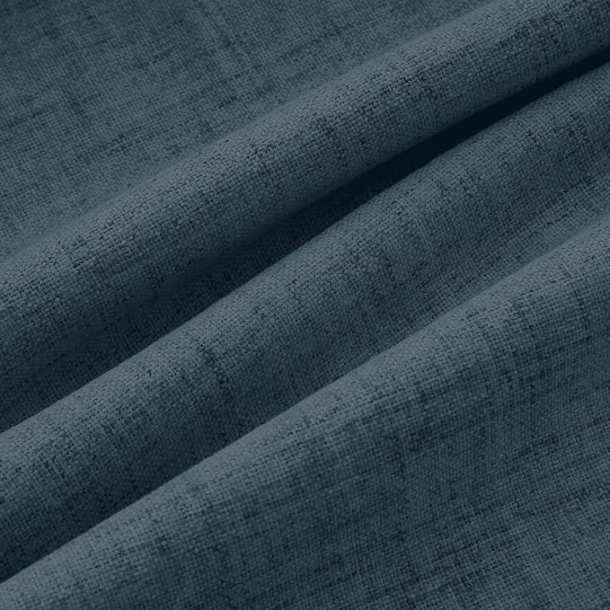 MIULEE 100% Blackout Linen Curtains 42 x 90 Inch Navy Blue 2 Panels | Thermal - Image 9
