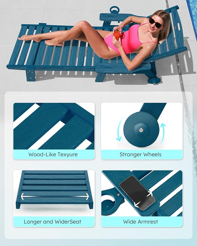 Patio Chaise Lounge Chair Set of 4, Oversize Lounge Chairs - Image 5