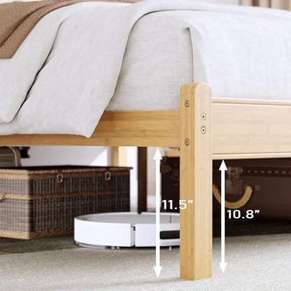 BOSRII 14in High Solid Bamboo Wood Platform King Size Bed Frame - Image 7