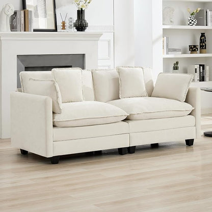 76'' Cloud Deep Seat Loveseat, Upholstered Chenille Modular 2-Seats Sectional - Image 7