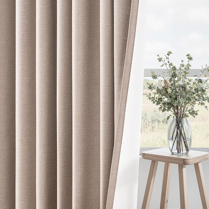 Topfinel 92 inch Long Blackout Curtains 2 Panels Set Neutral Beige Window - Image 6