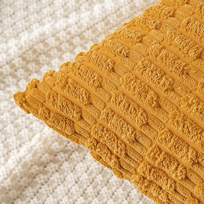 MIULEE Corduroy Decorative Throw Pillow Covers 20x20 Gold Yellow Pack of 2 | - Image 4