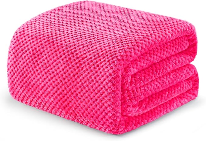 Exclusivo Mezcla Soft Waffle Fleece Bed Blanket Twin XL Size, Hot Pink | by ExclusivoMezcla