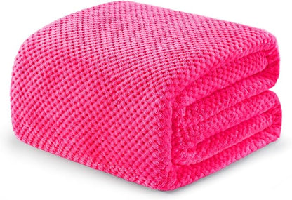 Exclusivo Mezcla Soft Waffle Fleece Bed Blanket King Size, Hot Pink | by ExclusivoMezcla