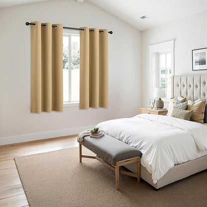 MIULEE Blackout Curtains for Bedroom 2 Panels 40 x 63 Inch Long Gold | Thermal - Image 6