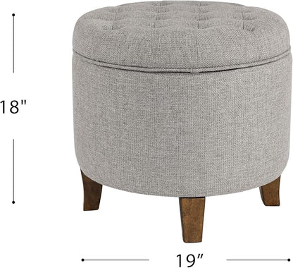 Homepop Home Decor | Upholstered Round Tufted Foot Rest Ottoman | Ottoman - Image 3