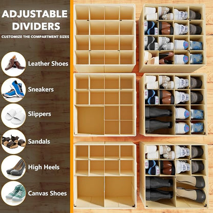 SpaceAid Shoe Organizer for Closet, 2 Pack Foldable Shoe Storage Containers - Image 3