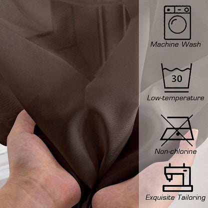 Sheer Curtains, Chocolate Sheer Curtains 78 inch Length 2 Panels Set, Rod - Image 8