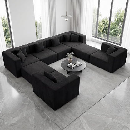 MONVANE Modular Sectional Sofa, Oversized 8 Seat Convertible U Shaped Couch - Image 2