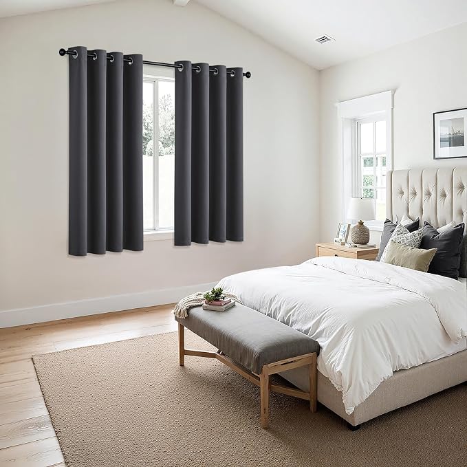 MIULEE Blackout Curtains for Bedroom 2 Panels 50 x 63 Inch Long Dark Grey | - Image 6