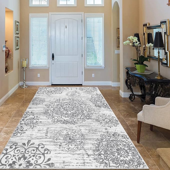 HEBE Area Rug for Living Room 4'x6', Washable Non Slip Boho Bedroom Rug | Large - Image 3