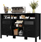 YITAHOME Buffet Cabinet with Drawers, 59" Large Sideboard Buffet Storage Cabinet with Shelves and Doors, Modern Farmhouse Coffee Bar Station Wood Kitchen Table for Kitchen, Dining Room, Black