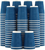 Lamosi Coffee Cups 12 oz - 120 Pack, 12 oz Disposable Paper Coffee Cups Insulated, Corrugated Kraft Ripple Wall Cup for Hot Beverage or Cold Drinks (Navy)