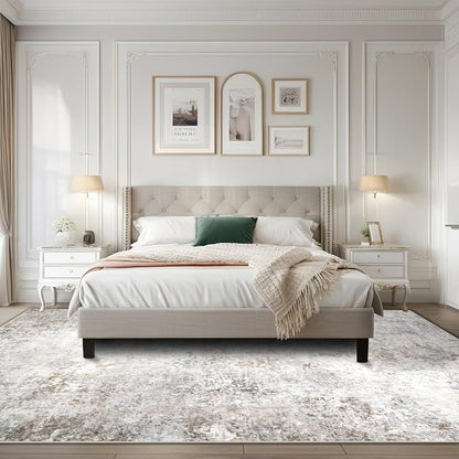 Beige Grey Washable Rugs 8x10 Area Rugs - Image 7