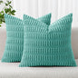 MIULEE Corduroy Decorative Throw Pillow Covers 20x20 Aqua Green Pack of 2 | by MIULEE