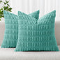 MIULEE Corduroy Decorative Throw Pillow Covers 18x18 Aqua Green Pack of 2 | by MIULEE