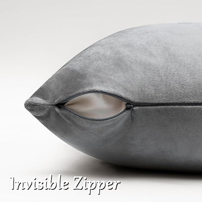 GIGIZAZA Dark Grey Velvet Throw Pillow Covers 24x24 Pack of 2 | Decorative - Image 4