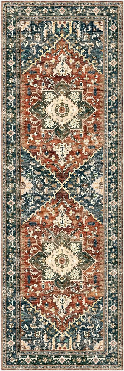 Yamaziot Washable Runner Rug, 2x6 Non-Slip Boho Vintage Hallway Kitchen Rug | - Image 2