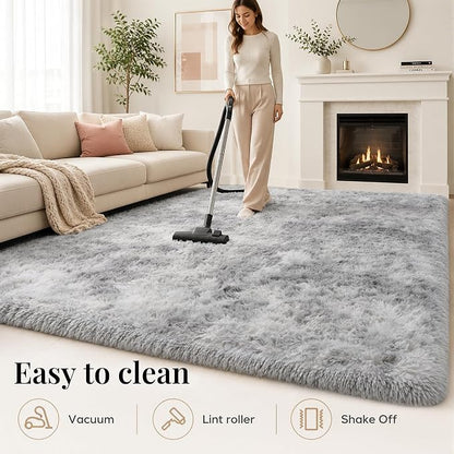 PLHXFR 5x7 Area Rugs Living Room: Fluffy Bedroom Shag Rug Light Grey | Upgrade - Image 9