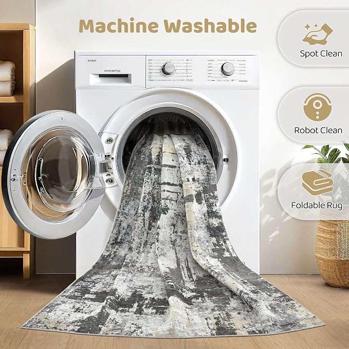 LOONGRUG 7x10 Area Rug Washable Large Neutral Modern Living Room Rugs | - Image 2
