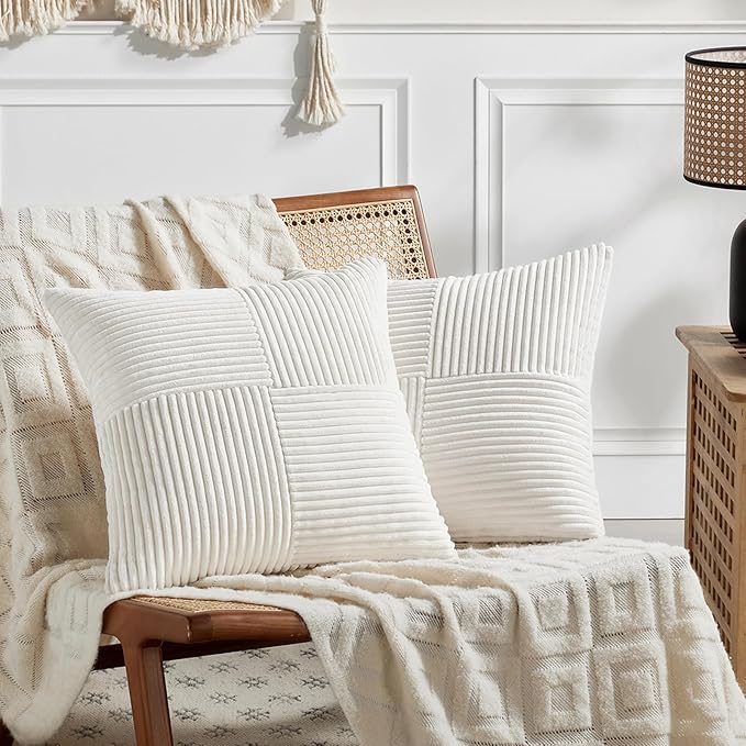 Fancy Homi 2 Packs Cream White Decorative Throw Pillow Covers 20x20 Inch by Fancy+Homi