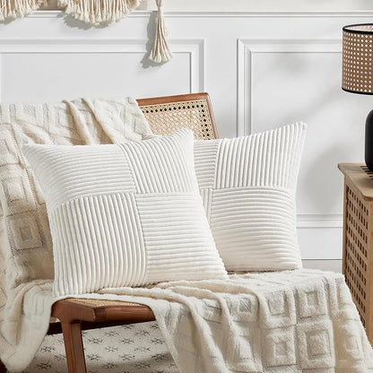 Fancy Homi 2 Packs Cream White Samll Decorative Throw Pillow Covers 12x12 Inch by Fancy+Homi