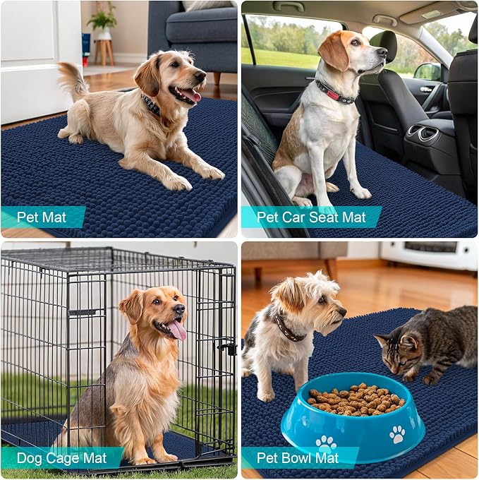 OLANLY Dog Door Mat for Muddy Paws 44x24, Super Absorbent Chenille Mud Mat | - Image 7