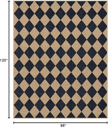 Lahome Checkered Easy Jute Outdoor Patio Rug, 8x10 Living Room Rug Washable | - Image 2