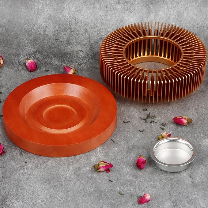 KAYCROWN Teapot Warmer, Tea Warmer with Tealight Holder, Teapot Heater for Heating Tea, Coffee, Milk, Food, Aluminum Alloy, Rose Gold